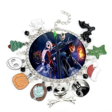 Кошмар перед Рождеством браслет металлический череп летучая мышь очаровательные браслеты для женщин модные ювелирные изделия Женский браслет черный