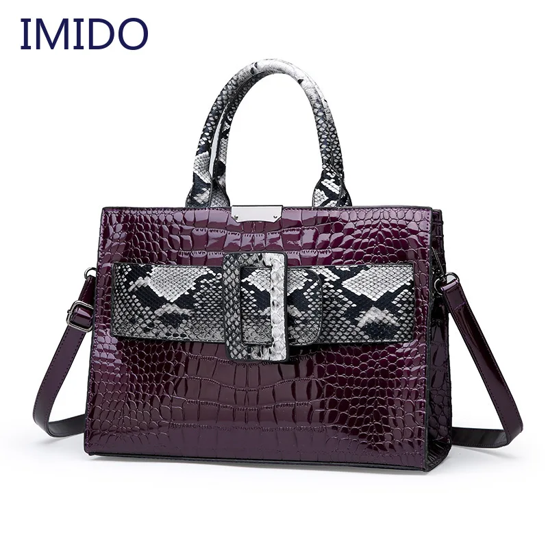 

Women's Luxury High Quality Crocodile Pattern Handbag Brand Designer Large Capacity OL Alligato Shoulder Messenger Bags Purple