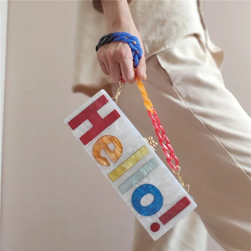 

Женская сумка с надписью «Hello», из акриловой ткани, жемчужно-белой расцветки, летняя пляжная сумка для путешествий