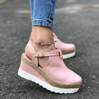 

High Heel Shoes Woman Sandals Vintage Flat Platform Ladies Shoes Women Fashion Comfortable Sandals Female Chaussures Summer 2020