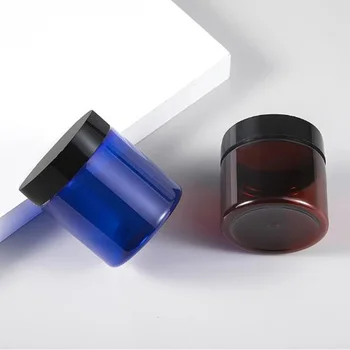 

Refillable Empty PET Plastic Jar with Screw Black Lid Cap Cream Pot Clear Makeup Cosmetic Container Liquid Lotion Storage Can
