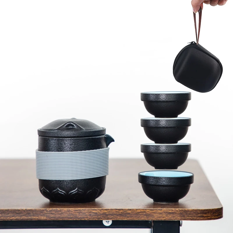 TANGPIN черная посуда керамическая чайник гайванские чашки для чая чайный набор портативный дорожный чайный сервиз, кружка для вина - Цвет: Style P
