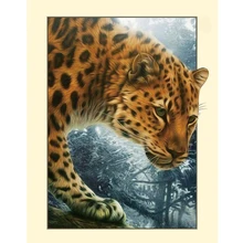 GATYZTORY 5D алмазная живопись Полная площадь DIY домашний декор мозаика Стразы Картина на холсте с логотипом на заказ Настенная картина Леопард