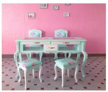 

American nail table and chair set combined with single and double three-person nail table glass economical nail shop nail table