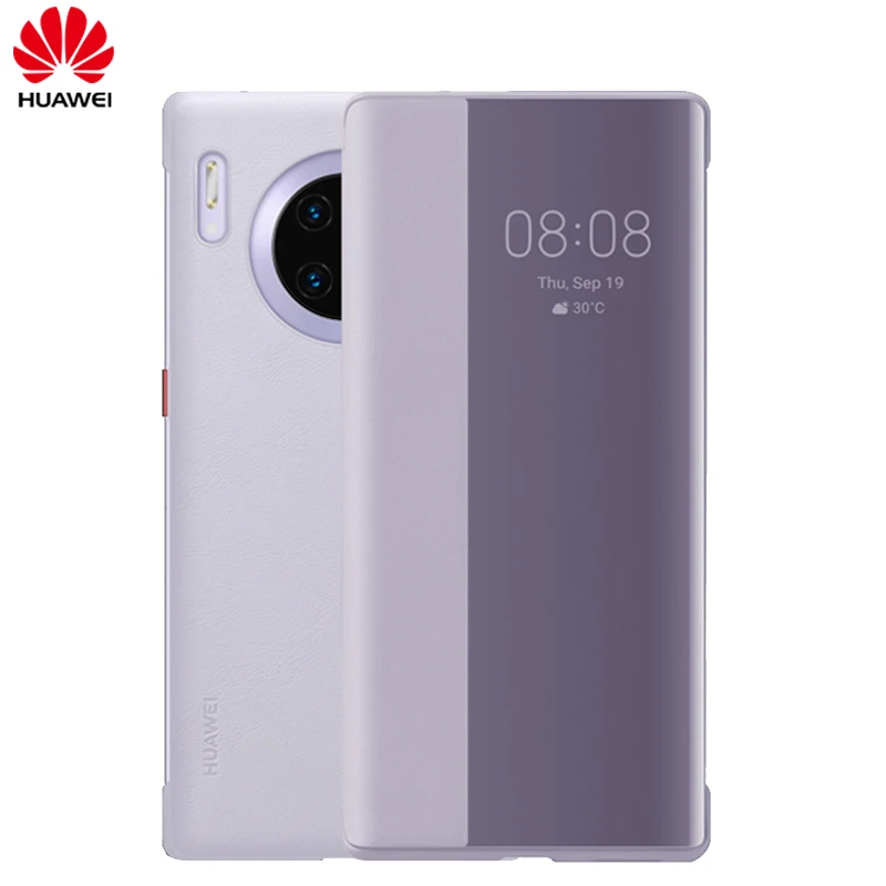 Лаванда Чехол HUAWEI MATE 30 Pro, Официальный Смарт-вид, откидная крышка HUAWEI MATE 30 5G, чехол с зеркальным окном, кожаный чехол для сна - Цвет: Лаванда