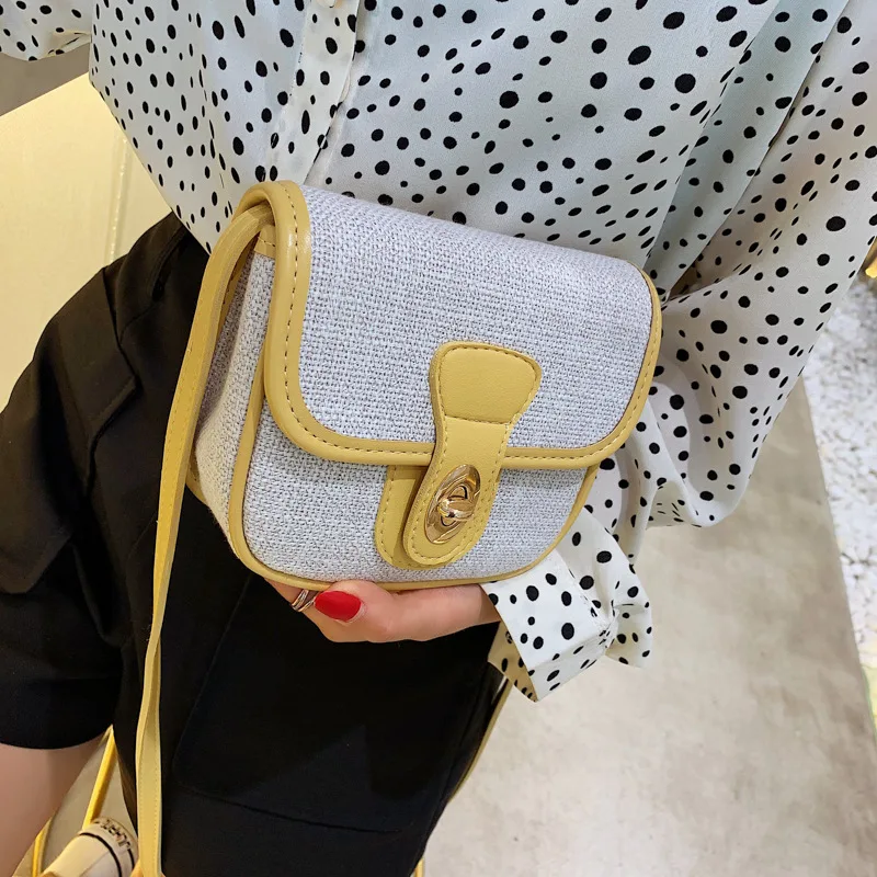 

Summer Small Bag Women's 2019 New Style Fashion-Style Contrast Color Saddle Bag Versatile INS Casual Belt Crossbody Bag