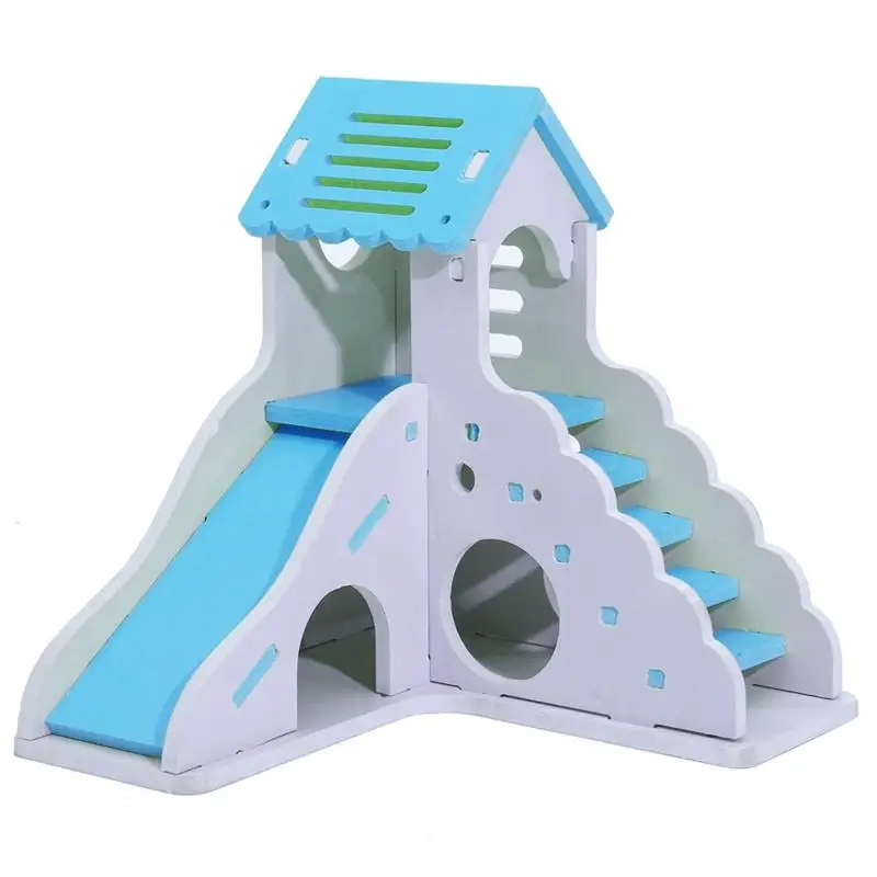 

Wood Plastic Board Hamster Hideout House Non-Toxic Double Layer Hamster House Small Pet Hideout Chinchilla Guinea Pet Supplies