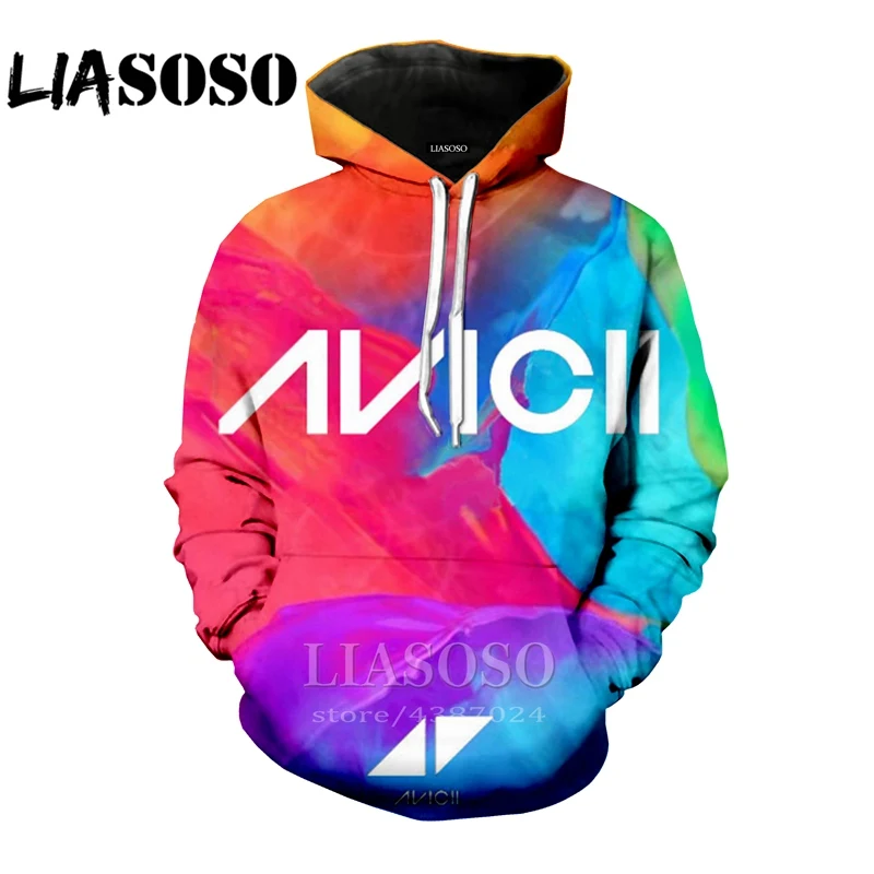 LIASOSO, новинка, Зимняя мода для мужчин и женщин, 3D принт, DJ певец Avicii, толстовка в стиле хип-хоп с длинными рукавами, толстовка, повседневный Забавный пуловер - Цвет: 3