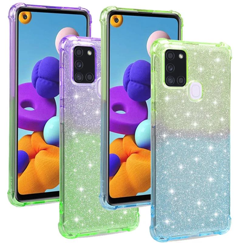 

For SamSung Galaxy A21S Case fashion Gradient Shining Glitter soft Silicone protection Back Cover For SamSung A21S A217 Cases
