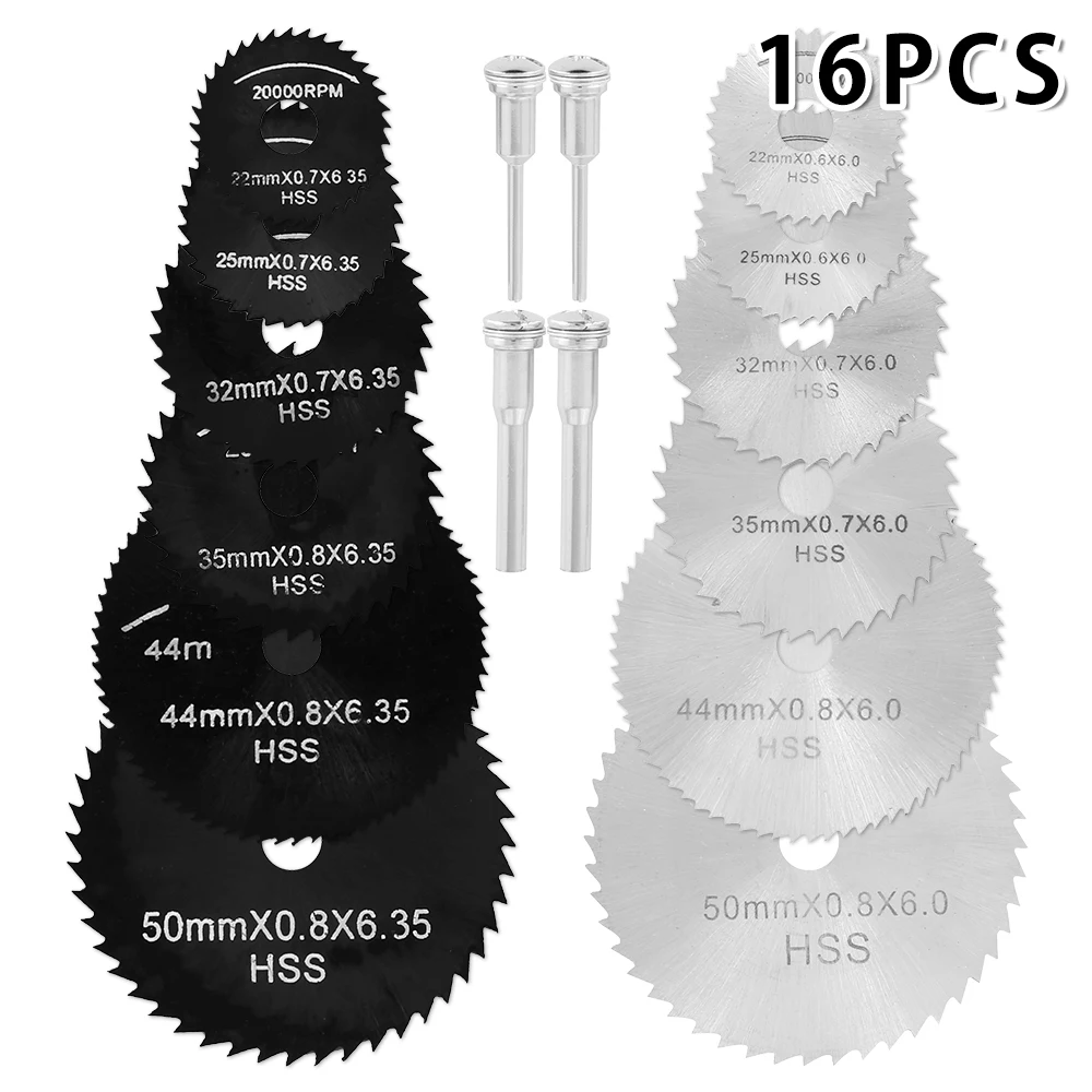 

16pcs Mini HSS Circular Saw Blade Rotary Tool for Dremel Metal Cutter Power Tool Set Wood Cutting Discs Drill Mandrel Cutoff