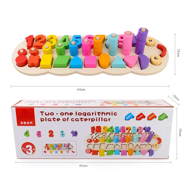 

Juliana Children Wooden Toy Montessori Materials Learning Count Numbers Matching Digital Shape Match Early Education Toy