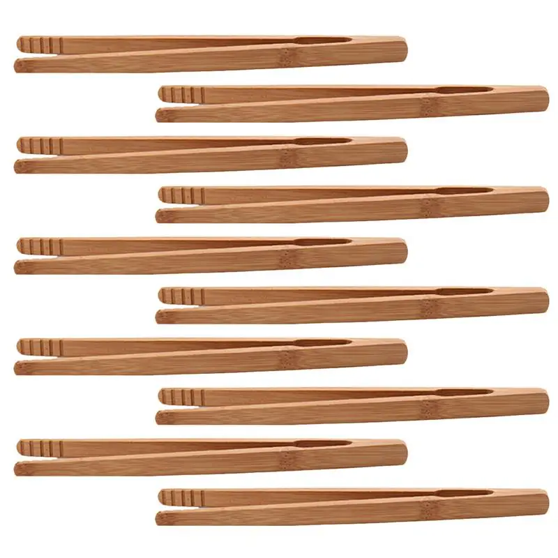 10PCS Bamboo Tea Clip Holder Eco-Friendly Handmade Teacup Tongs Clamp For Teahouses Offices Meeting Room Home
