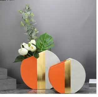 

MODERN CREATIVE FLORAL VASE DECORATION HIGH-GRADE MODEL ROOM SHOWROOM LIVING ROOM LEATHER STITCHING FLOWER ARRANGEMENT