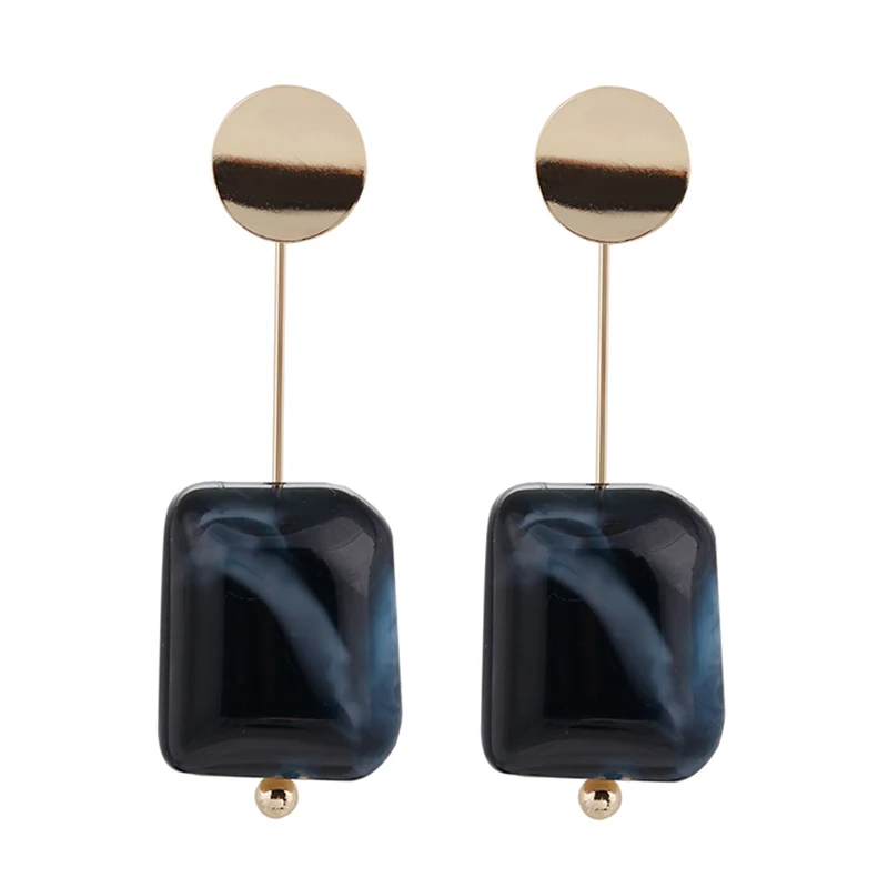 AENSOA минималистичные модные серьги из акриловой смолы, модные массивные ювелирные изделия, простые геометрические длинные серьги с камнем - Окраска металла: Blue