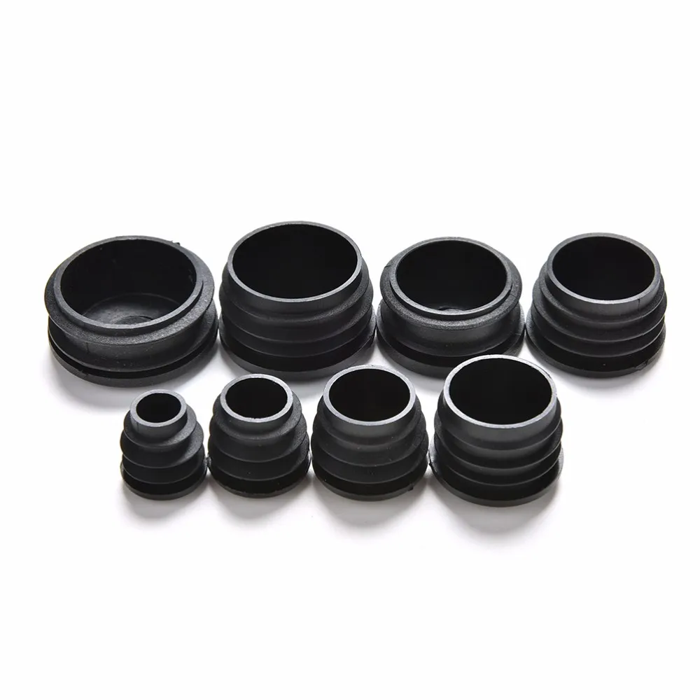 10 шт 8 размеров 16-35 мм черные пластиковые ножки для мебели вставные заглушки для круглых труб заглушки концевых колпачков