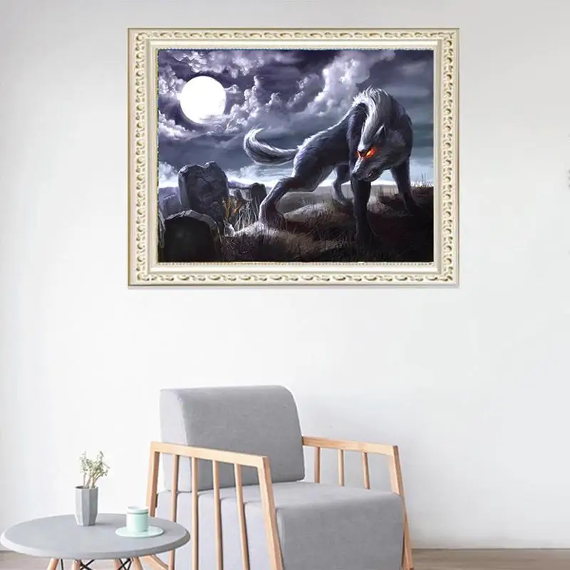 Série Lobo Completo Diamante Redondo Quadrado Artesanal Bordado Faça Você Mesmo 5d Q1u0 15 High Quality Material escolar e de escritório