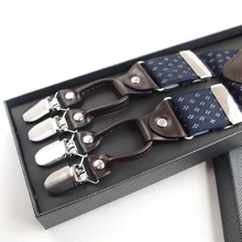 Мужские жаккардовые y-образные подтяжки Нескользящие 6 Клипов эластичные регулируемые брюки подтяжки