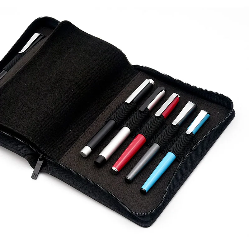 

KACO Pen Pouch Pencil Case Bag Available for 10 Fountain Pen / Rollerball Pen Case Holder Storage Organizer Bag Black Waterproof