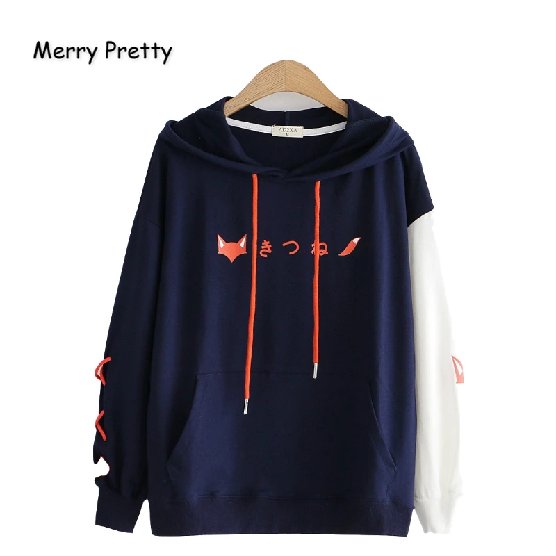 Женские толстовки с капюшоном Merry Pretty хлопковые свитшоты на шнуровке мультяшным