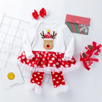 

2020 New Fashion Baby Girls Christmas Clothing Sets Newborn Party Costumes Sweet Princess Suits Infant Clothes Suit 2Pcs