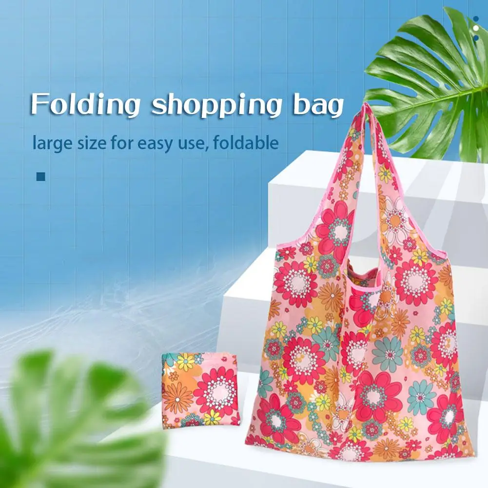 

Large Tote Reusable Oxford Cloth Portable Shoulder Handbag Folding Pouch Shopping Bag Foldable Eco-Friendly Travel Bag