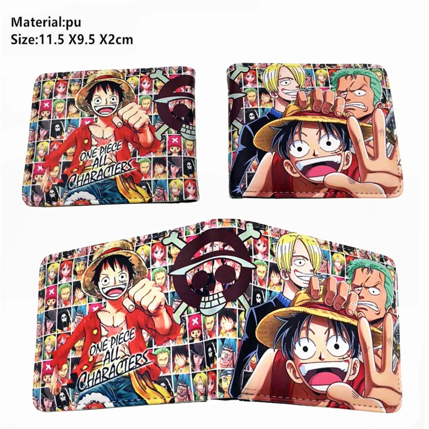 Аниме one piece Luffy Law Pu кожаный кошелек для мальчиков и девочек с карманом для монет на молнии короткий двойной фото держатель для карт кошелек подарок