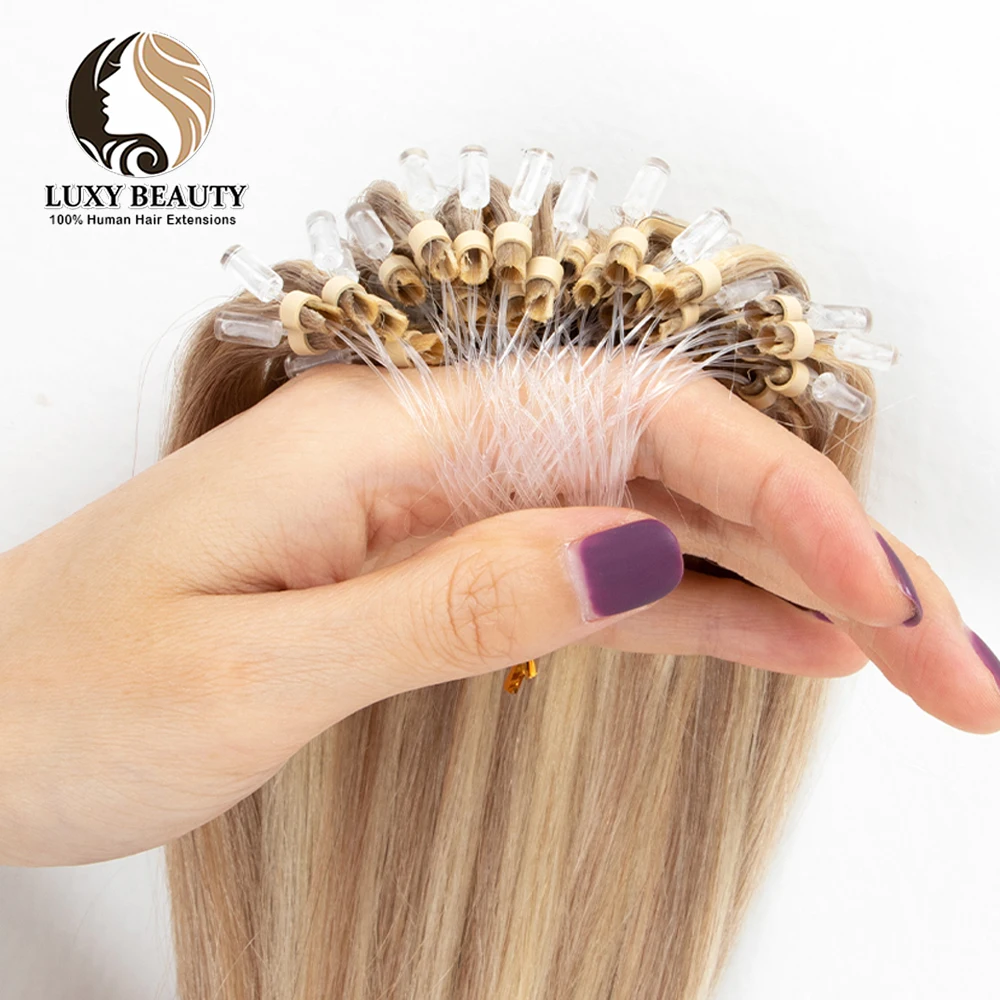 Micro Loop Hair Extensions Natural Real Human Hair Micro Bead Non-remy Black Brown Blonde Links Human Extensions