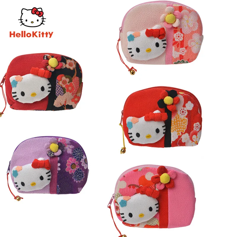 

Hello Kitty bag classic Anime figures small wallet cotton cloth can hold change keys cosmetics toys for girls Christmas gifts