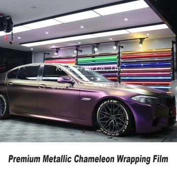 

Highest quality Chameleon vinyl wrap Car wrapping paper Bubble Free wrapping film diamond Purple black vinyl quality Warranty