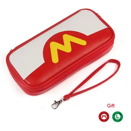 White with gift Портативный PU Мягкий чехол для хранения, сумка для Nintendo Switch Console, водонепроницаемая сумка для переноски, Nintendo Switch NS, аксессуары для игр-Marios - Цвет: White with gift