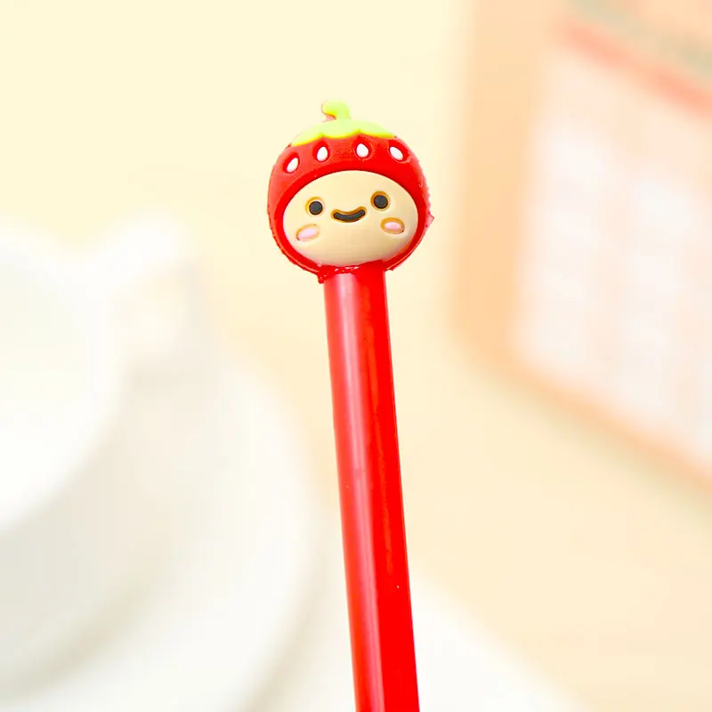 red 1pcs Корейские милые кавайные фруктовые гелевые ручки забавные синие чернила канцелярский магазин клубника ананас арбуз груша вещь стационарный материал - Цвет: red 1pcs