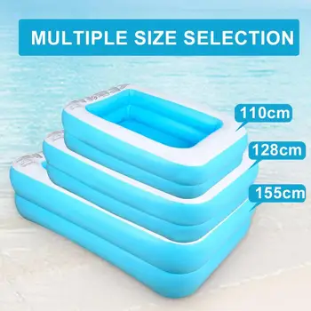 

1.1m/1.3m/ 1.5m Inflatable Swimming Pool Adults Kids Pool Bathing Tub Outdoor Indoor Swimming Pool Rectangle Cooling Summer