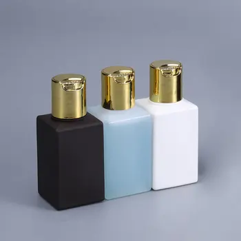

UMETASS 50ML Empty Cosmetic bottles makeup containers with golden Lid for Liquid,Oil Square refillable bottles 50PCS/lot