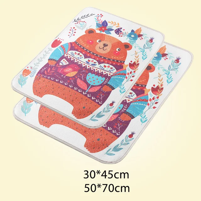 Bear Set Мультипликационный детский пеленальный коврик 3 слоя подгузники для новорождённых переносной сменный матрас в коляске Водонепроницаемый пеленальный коврик для младенцев - Цвет: Bear Set