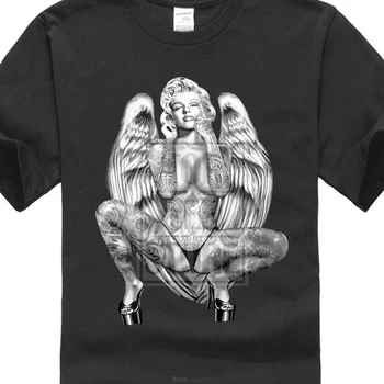 

2018 New Summer Style Printed T Shirt Short Sleeve Men's Marilyn Monroe T Shirt Tattoo Popular Art Pin Up Attack Tee Shirt