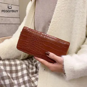 

Fashion Crocodile Leather Purse Women Long Wallet Zipper Money Card Bags Crocodile purse Clutch Carteiras Femininas Dropshipping