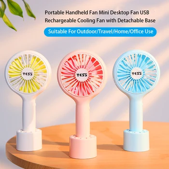 

Portable Handheld Fan Mini Desktop Fan USB Rechargeable Cooling Fan with Detachable Base for Outdoor Travel Home Office