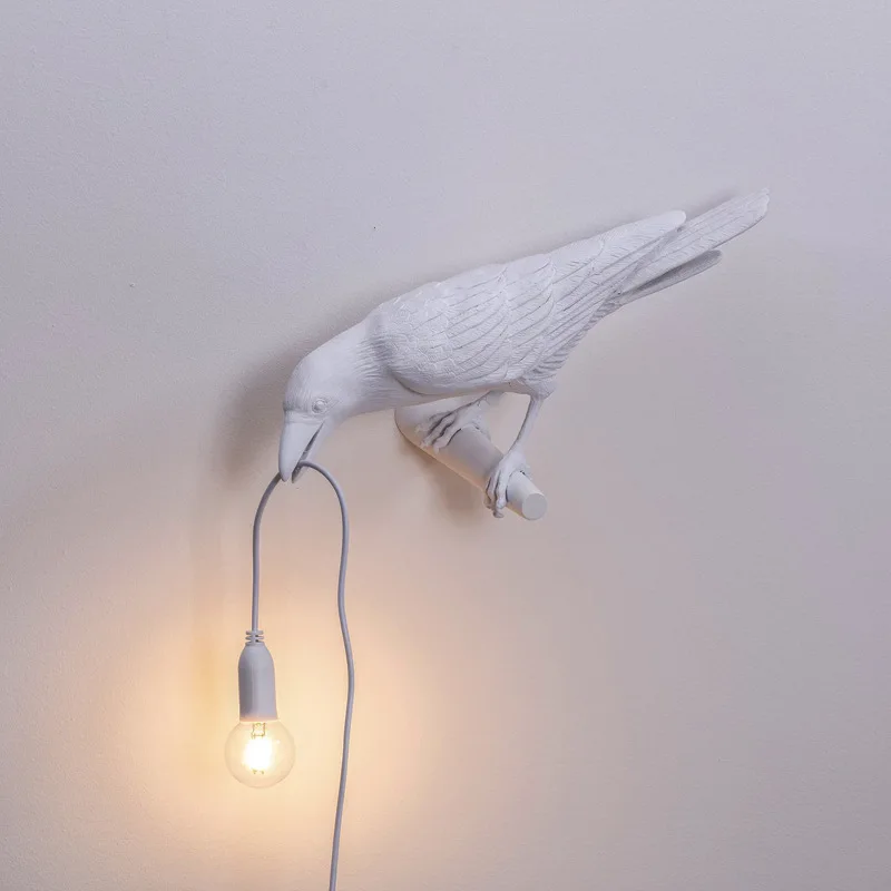 Lâmpada de Mesa Arte do Teto Luz da Noite Luz de Parede Corvo Pássaro Lâmpada Designer Resina Moderna Casa Luminárias Usb Alimentado D30 Led 7 Luzes e Iluminação