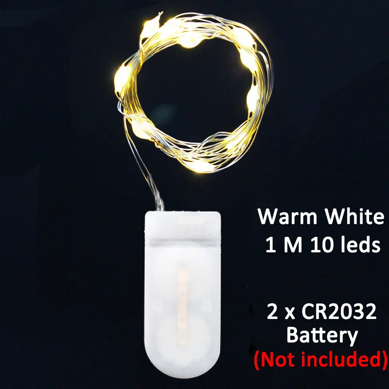 1m 10led warm 3M, 20 светодиодов, снежинки, гирлянда, сказочные огни на батарейках, подвесные елочные украшения, веселое Рождественское украшение для дома, год - Цвет: 1m 10led warm