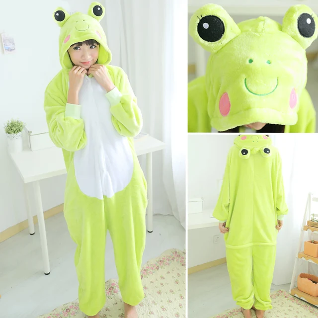 Women Unicorn Totoro Panda Onesies Unisex Winter Men Bear Onesies Kids Nightwear Anime Cosplay Costume Flannel Sleepwear Pajamas Frog