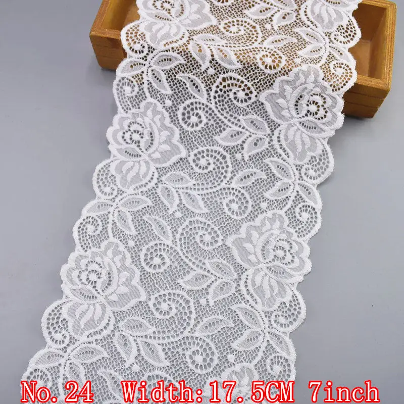 No24 17.5CM 7inch 5 ярдов/партия эластичный белая кружевная лента африканская кружевная ткань шитье из кружева вышитая кружевная отделка Костюмы кружевные аксессуары аппликация - Цвет: No24 17.5CM 7inch