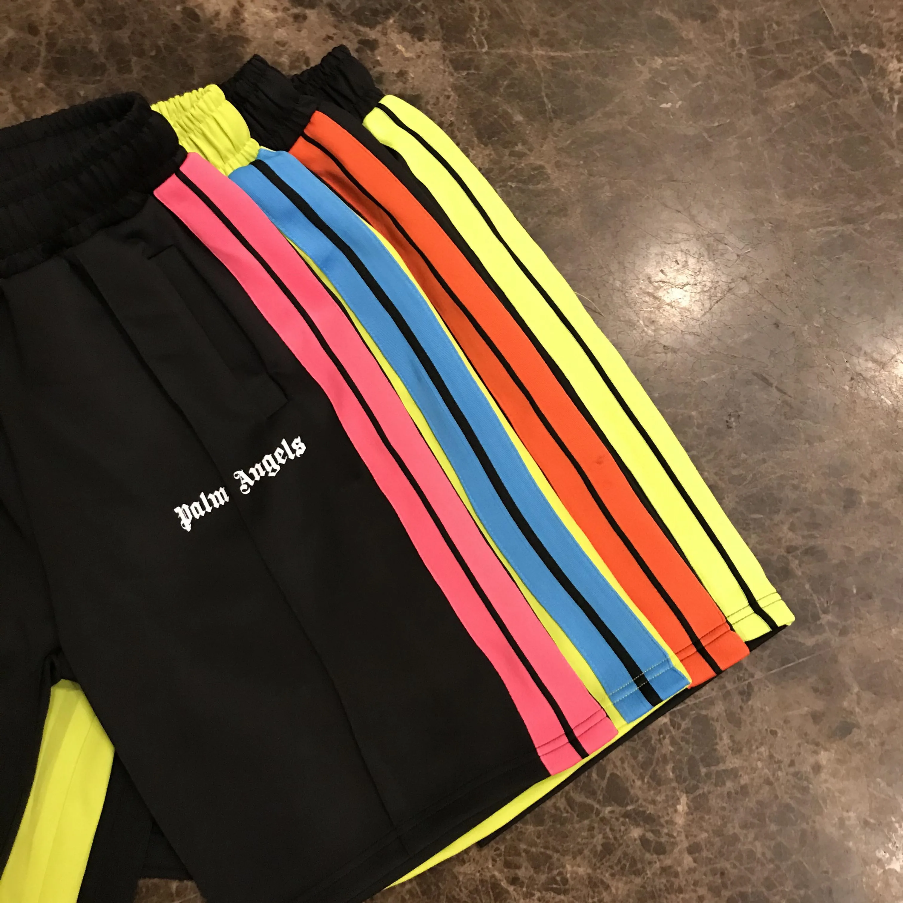 Palm Angels color striped webbing shorts for men and women loose sports  casual pants five point pants 323595464874|Board Shorts| - AliExpress