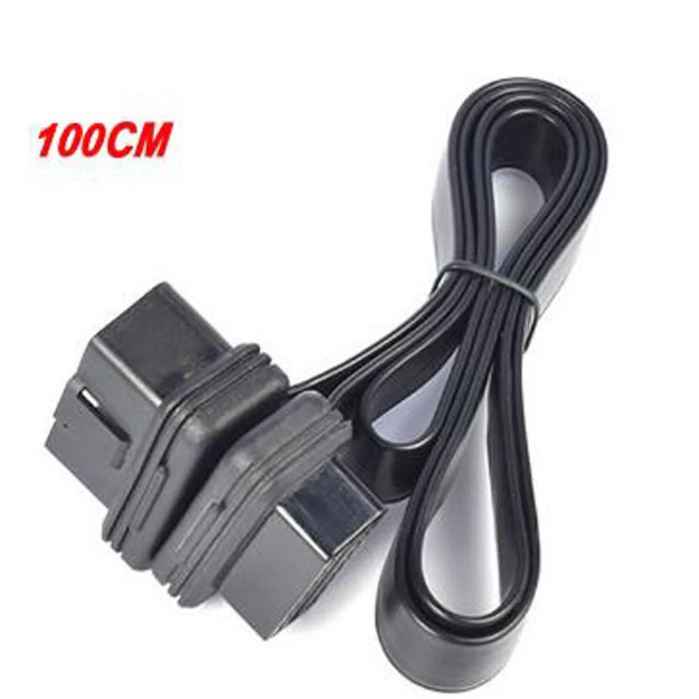 30cm/60cm/100cm Flat Thin 16Pin OBD 2 Extender OBD2 16 Pin ELM327 Male To Female Adapter Elbow OBDII Extension Connector Cable small car inspection equipment Code Readers & Scanning Tools