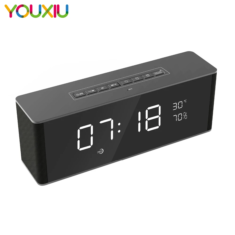 

Portable Bluetooth Speaker waterproof display Wireless Stereo Speakers Support TF AUX FM Radio Alarm Clock for Phone Computer