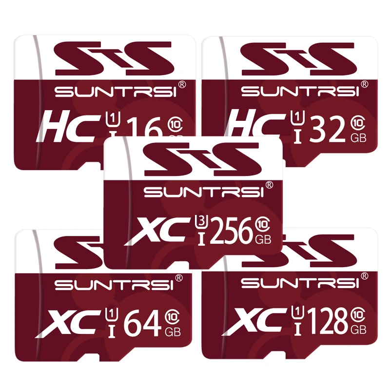 Suntrsi карта памяти 128 ГБ 256 Micro SD TF карты 64 32 флэш SDHC высокоскоростной Класс 10 C10