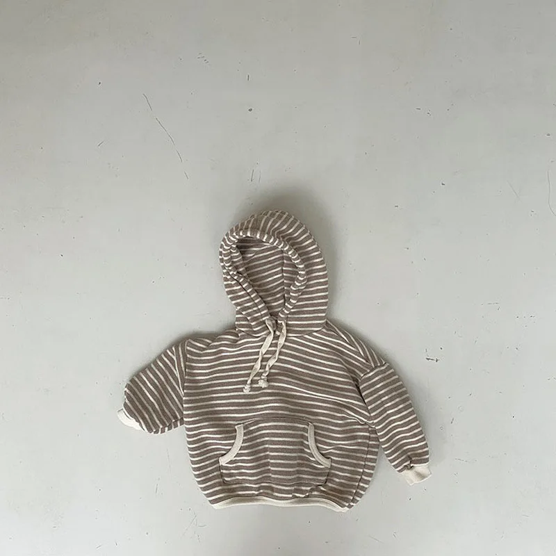 Kids sweatshirt Autumn Baby Striped Hooded Sweatshirt Long Sleeve Kids Hoodie For Boys And Girls Loose Casual Hooded Tops 9M-3T
