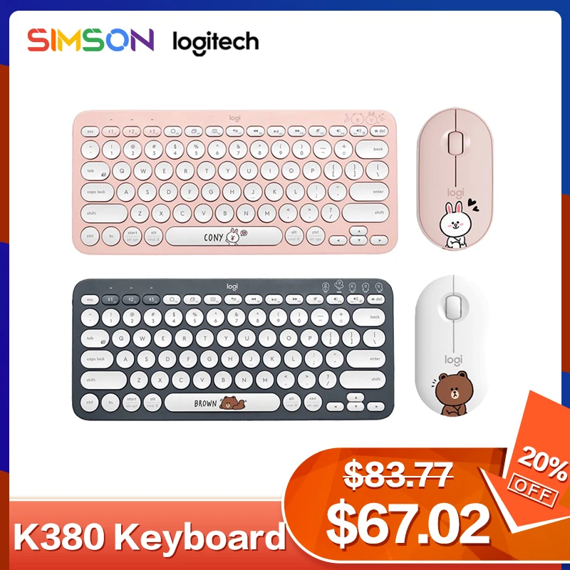 Logitech Feat Line Friends K380 Keyboard M350 Pebble Mouse Multi Device Bluetooth Wireless Windows Macos Android Ios Chrome Os Keyboard Mouse Combos Aliexpress