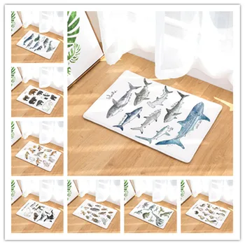 

Flannel Mat Home Animal Door Rug Digital Imprint Foot Pad Kitchen Absorbent Non-slip Carpet Cartoon Decor Living Room Hallway