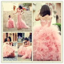 Розовое платье с цветочным узором для девочек на свадьбу; вечерние платья высокого качества с цветочным узором для девочек; Детские платья; vestido de festa infantil; Коллекция года