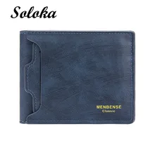 Fashion Short Men's Wallet Two-fold Solid Color Casual Business Cardhoder Comes with A Removable Card Holder Letter Money Clip